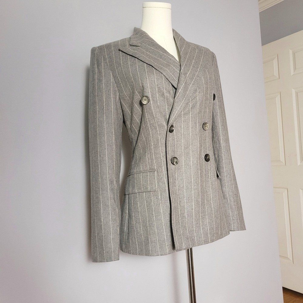 Ralph Lauren Purple Label Safford Pinstripe Wool Jacket Womens 2 Blazer $2,490